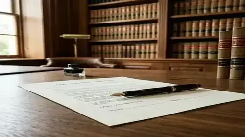 Escritório de advocacia representando um acordo de divórcio amigável.