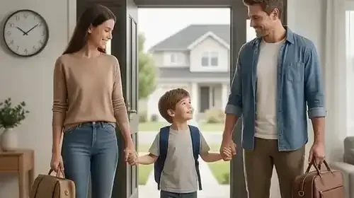 Imagem representativa de guarda compartilhada focada no bem-estar da criança.